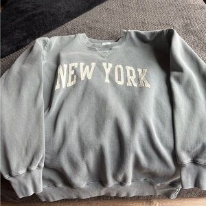 Brandy Melville NEW YORK Crewneck Sweatshirt - Slate Green